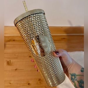 Gold Studded Starbucks Tumbler